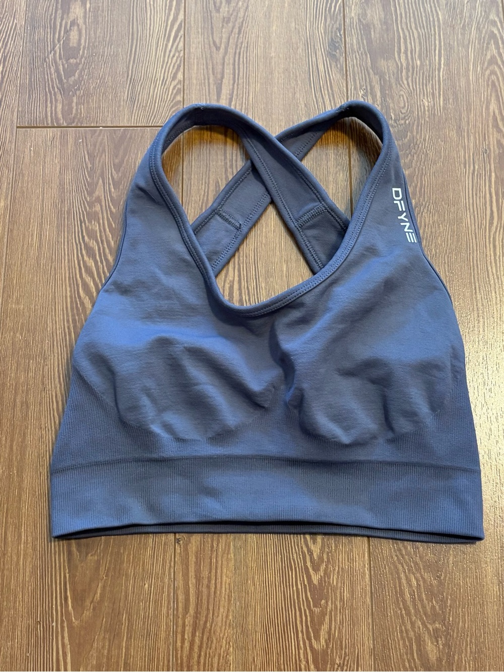 DFYNE Navy Blue Crossback Seamless Sports Bra